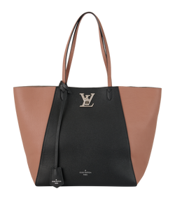 Lockme Cabas Tote, Leather, Rose/Black, DB, 3*